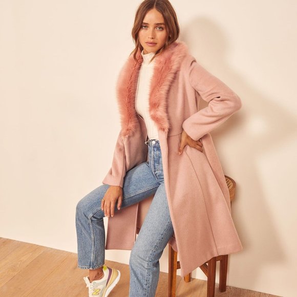 Reformation Jackets & Blazers - Reformation Somerset Coat in Pink size L NWT